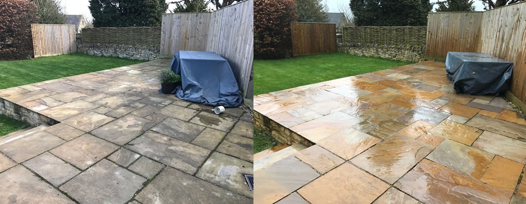 Decking Driveway Patio Cleaning Chipping Camden Gloucs - PATIO CLEANING - BEFORE & AFTER